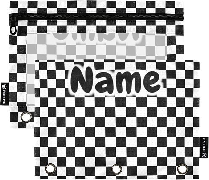 Custom Black White Checkered Pattern Pencil Pouch by BOENLE-WELCOMEYOURCOMING