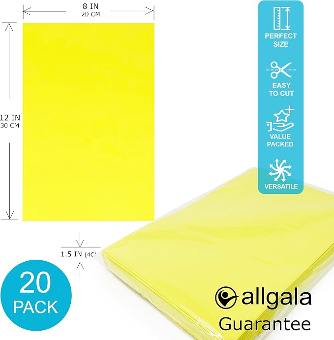 Allgala 20-Value-Pack EVA Foam Paper 8x12 Inch Sheets-Yellow-CF85301 - Image 2