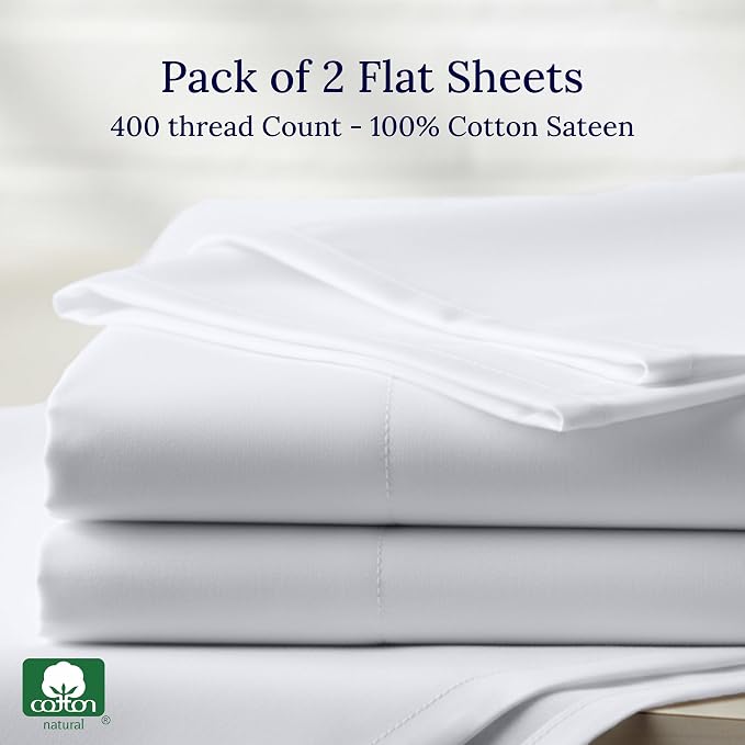 California Design Den 2 Pack Flat Sheets Only Queen Size - Image 5
