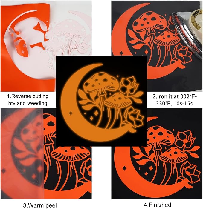 FUNKAKA Glow in The Dark Heat Transfer Vinyl Roll, Glow in The Dark HTV Vinyl - Image 5