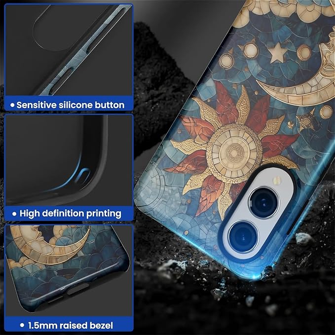 Case for Samsung Galaxy S25 Edge Case, Sun Moon Stars Faux Stained Glass Design - Image 4
