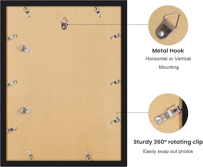 12x16 Picture Frame with Wavy Mat, Wooden Real Glass 12 x 16 Photo Frame - Image 4