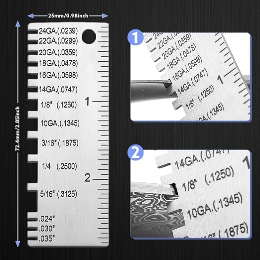 Pimoys 2 Pcs Stainless Steel Wire Gauge Measuring Tool Welding Tools, Metal - Image 2