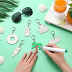 RattanView 24 Pcs Summer Party Craft Color Your Own Keychains Diy Craft Wooden - Image 4