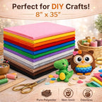 12 Rolls Large Stiff Felt Sheets 8"x35" Felt Fabric Bundle Pack Rainbow - Image 4
