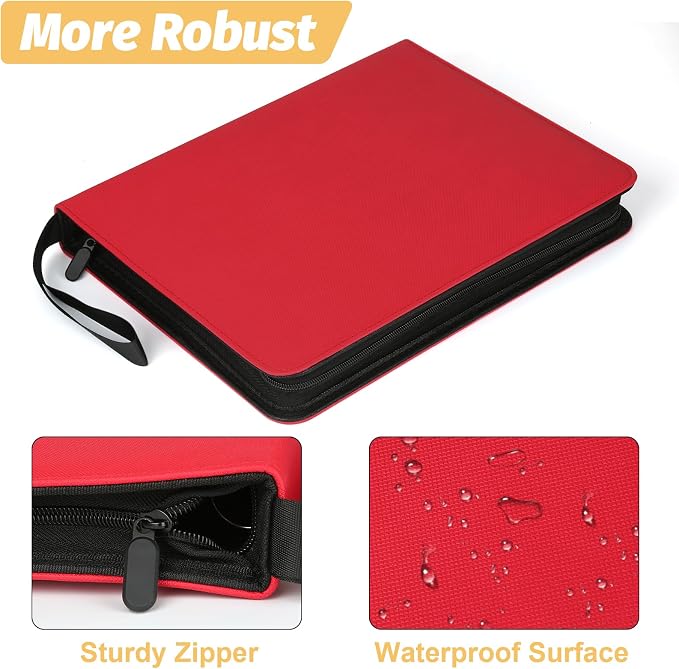 GERMUN 3 Ring 9 Pocket Zipper Card Binder, 720 Double Sided Standard PU Trading - Image 3