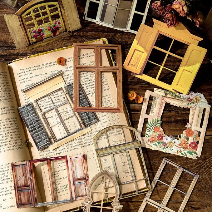 Vintage Scrapbook Paper Window Cutout Stickers - Image 4