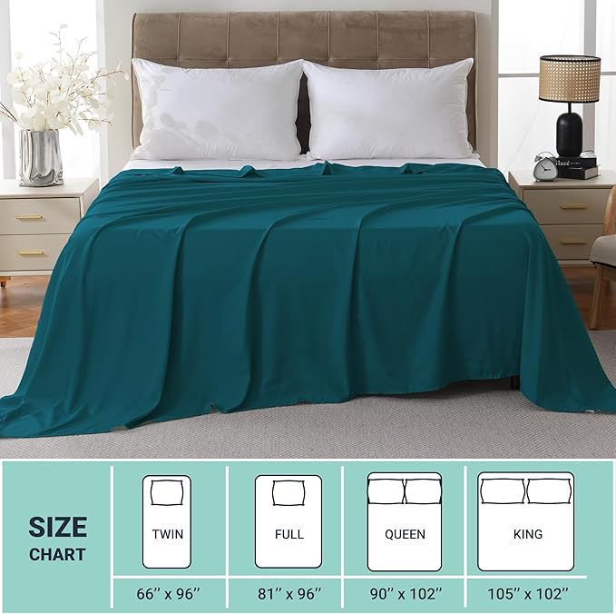 ZPECC Twin Flat Sheet Only 1 Pack, Durable Teal Top Bed Sheets Hypoallergenic - Image 5