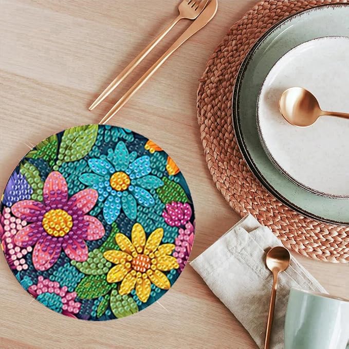 ijbnhd 8 Pcs Flowers Diamond Art Coasters - Image 7