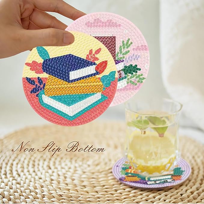 8 Pcs Book Diamond Art Coasters Kit - Image 2