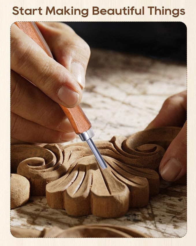 UCEC 12 Pack Linocut Wood Carving Tools Set Linoleum Hand Wood Carving Kit - Image 5