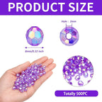 BONNY BOXX 500pcs 8mm Acrylic Faceted Round Crystal Beads Transparent Purple AB - Image 2