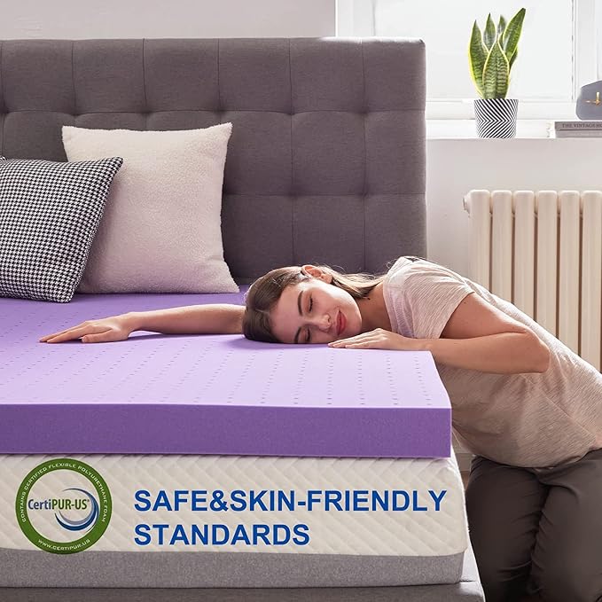 SINWEEK 1.5 Inch Gel Memory Foam Mattress Topper Ventilated Soft Pressure - Image 5