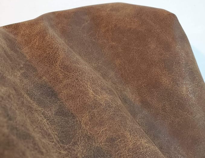 NAT Leathers | Brown Distressed Soft Faux Vegan Leather PU | 1 Yard Cut by the - Image 2