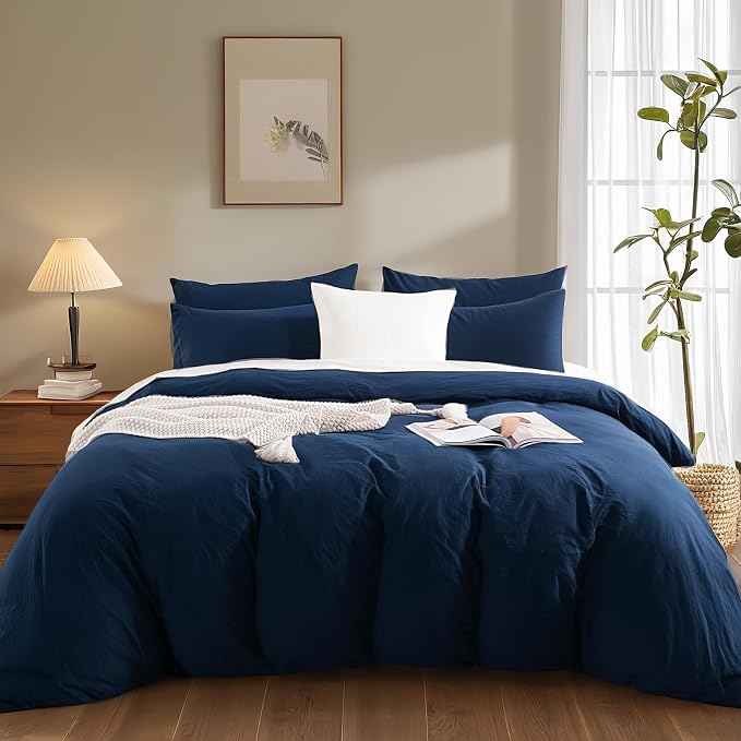NEXHOME PRO Duvet Cover Set 100% Washed Cotton Oversized Queen 98"x98" - Image 2