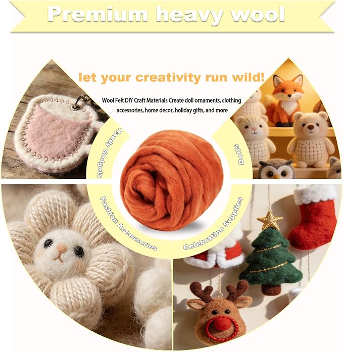 Wool Roving-3.5oz Needle Felting Wool, Soft Multi-Color Wool Fiber, Perfect - Image 3