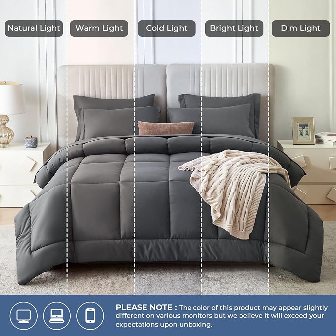 Sasttie Twin Comforter Set, 5 Pieces Bed in a Bag Twin, Complete Bedding Set - Image 8