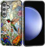 for Samsung Galaxy S25 FE Case, Hummingbird Wildflower Stained Glass Pattern - Image 2