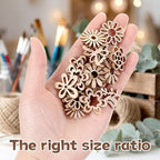 100 PCS Unfinished Wood Crafts Wood Slice Leaf Bird Flowers Butterfly Pattern - Image 7