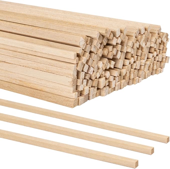 160Pcs Balsa Wood Sticks, 12 Inch Square Wooden Dowels, Hardwood Square Dowels by ZAUGONTW