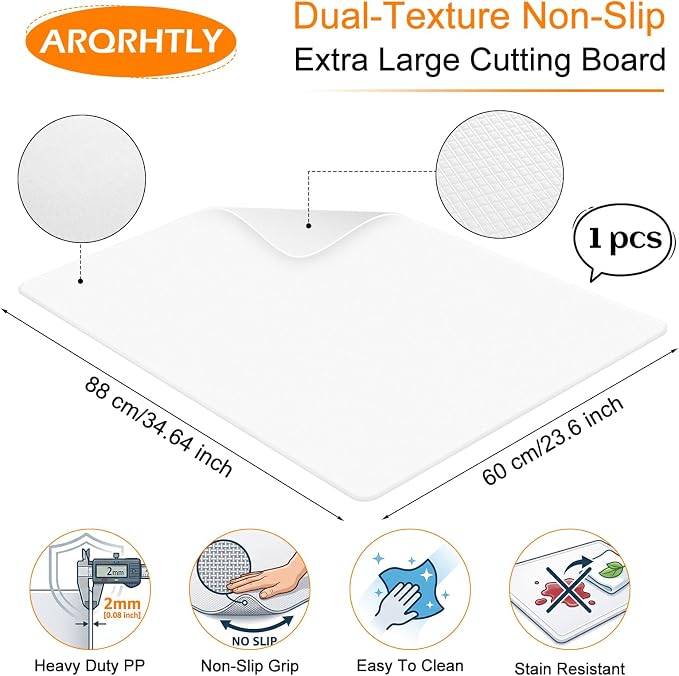 34.6" x 23.6" Cutting Mat for Countertop Protection 2MM Polypropylene Flexible - Image 2