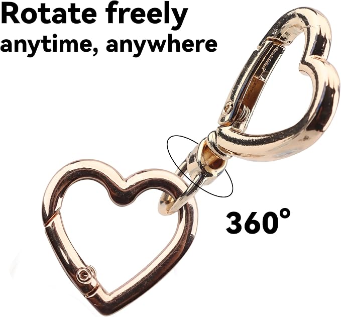 12 Pcs Heart Swivel Spring Clasps，Metal Spring Key Chain Hook Clasps，Clip - Image 3