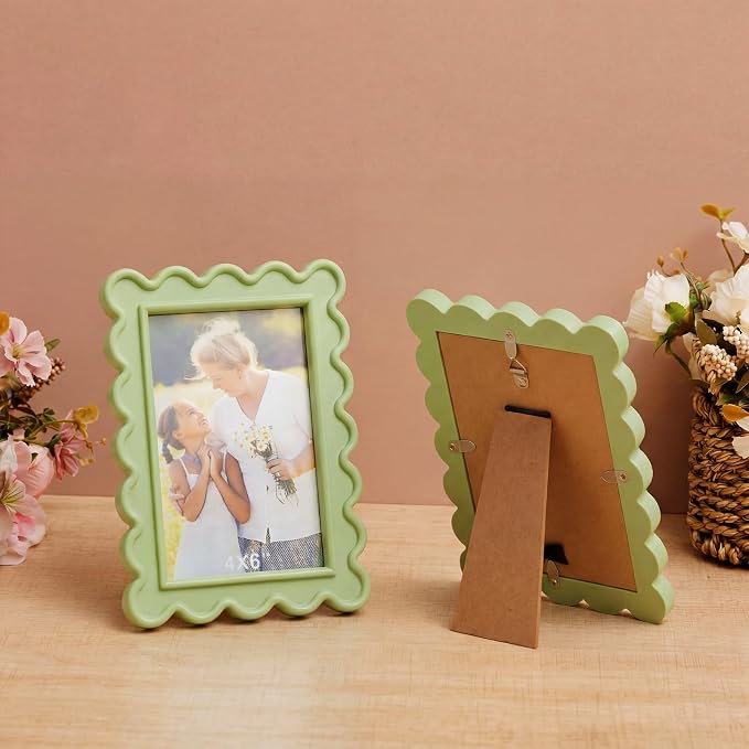 AceOrbit 4x6 Inches Light Green Flower Wavy Scalloped Picture Frame Cute Wavy - Image 5
