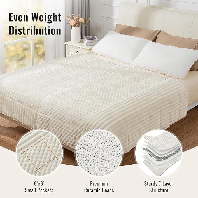 Uttermara Weighted Blankets for Adults Queen Size 20lbs, Soft Warm Sherpa - Image 5