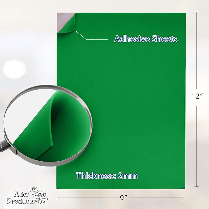 Adhesive Green EVA Foam Sheets for Crafts, 2mm Thickness – Sticky Back Foam - Image 2