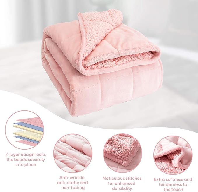 Cottonblue Weighted Blankets 25lbs King Queen Size, Fuzzy Sherpa Fleece - Image 4