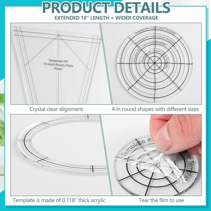 Kigley 10 Pcs 10 Inch and 5 Inch Dresden Plate Template - Image 3