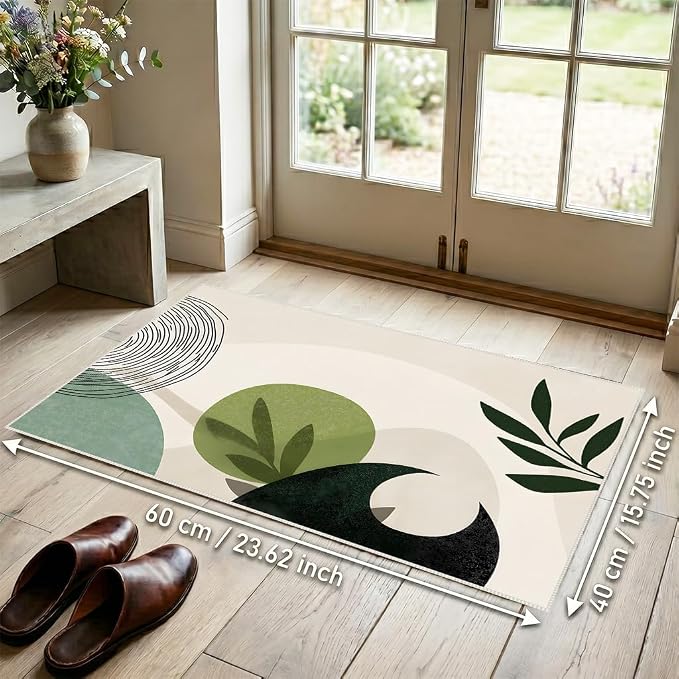 Modern Abstract Plant Area Rug 15.7 x 23.6 Inches, Faux Cashmere Door Mat - Image 7