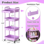 SUNALLY 4 Tier Rolling Cart Organizer - Image 3