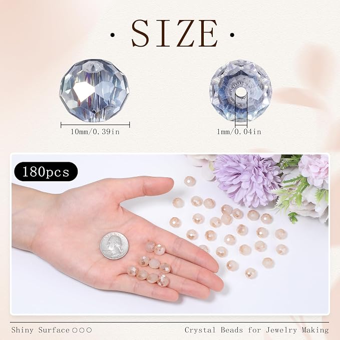 180pcs 10mm Crystal Glass Beads - Image 2