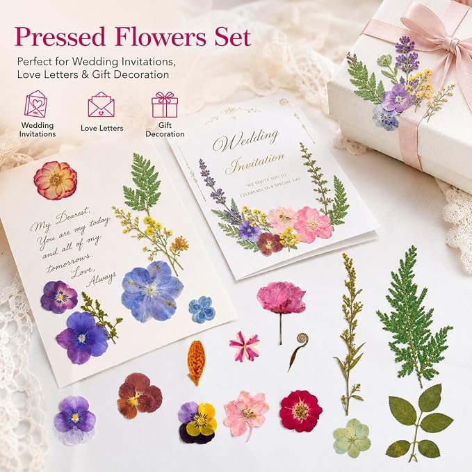 Pressed Dried Flowers for Crafts, Wedding DIY, Jewelry Making, Scrapbooking & - Image 3