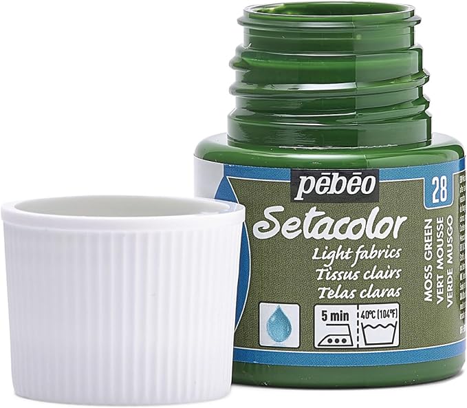 Pebeo Setacolor Light Fabrics Paint 45-Milliliter Bottle, Moss Green - Image 2