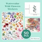 200 Pcs Clear PET Stickers Black Fine Line Flowers, Wildflowers & Mushrooms - Image 6