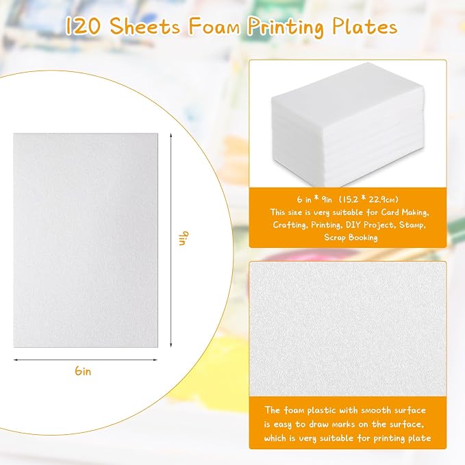Cholemy 120 Pcs Foam Printing Plates 6 x 9 Inch White Foam Sheets 1/20 Inch - Image 2
