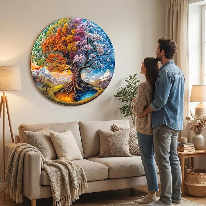Wooden Puzzles Adults, Seasonal Tree of Life Wooden Puzzles 200 Pieces - Image 4