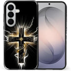 for Samsung Galaxy S26+ Case, Cool Cross Pattern Glossy 2 in 1 Shockproof - Image 2