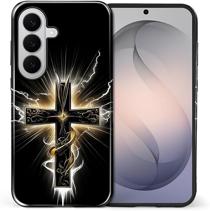 for Samsung Galaxy S26+ Case, Cool Cross Pattern Glossy 2 in 1 Shockproof - Image 2