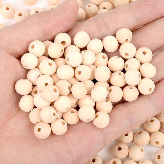 300Pcs 10mm Wood Beads Round Wooden Spacer Beads Unfinished Natural Wood Loose - Image 3