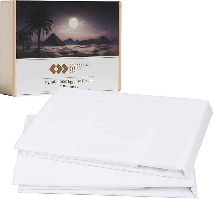 California Design Den 100% Egyptian Cotton Pillowcases King Set of 2, Sateen by CaliforniaDesignDen