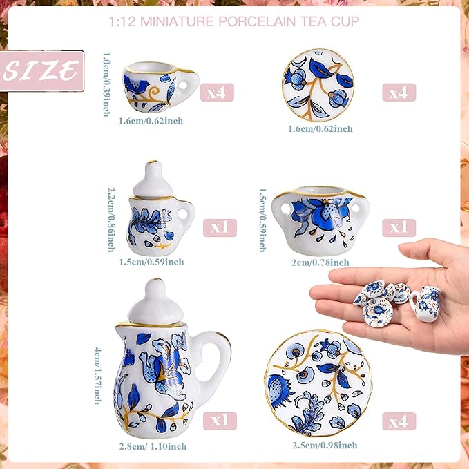 Geiserailie 2 Set 1:12 Dollhouse Miniature Porcelain Tea Cup 30 Pieces Mini - Image 2