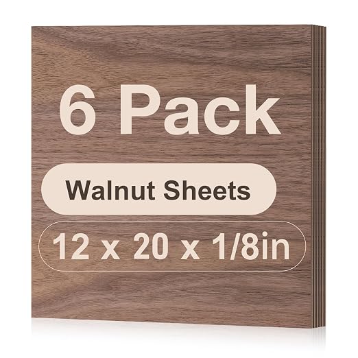 6 Pack Walnut Plywood Sheets, 3mm Plywood by Wowood