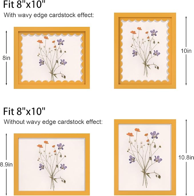 8x10 Picture Frame with Real Glass, Wooden cute 8 x 10 Photo Frame with Wavy Mat - Image 3