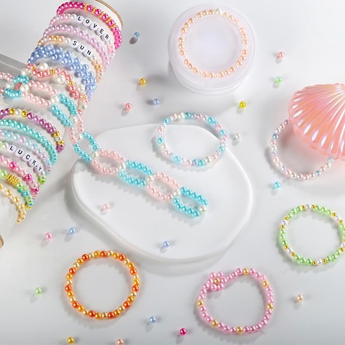 Funtopia 2085pcs Pearl Beads, 32 Colors Colorful Round Beads - Image 2