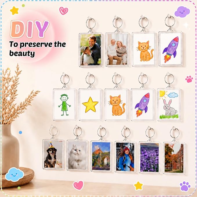 Yaomiao Acrylic Photo Frame Keychain Holder Photo Picture Insert Blank Keyring - Image 5