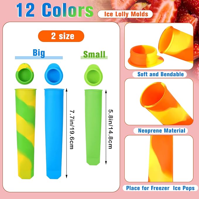 Lallisa 30 Pcs Ice Cream Molds Silicone Ice Lolly Mold Color Reusable Ice Lolly - Image 2