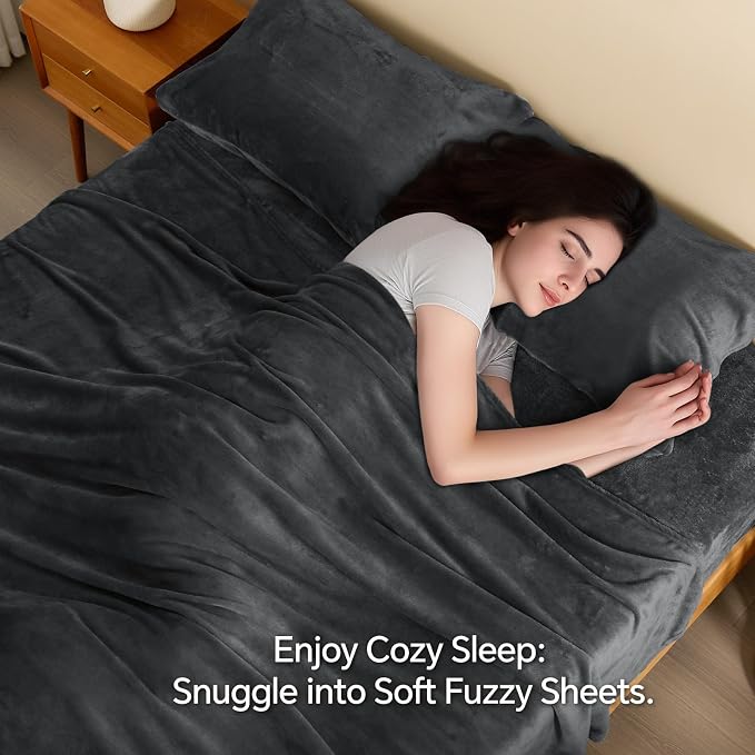BEDELITE Flannel Sheets Full Size Dark Gray - Image 3